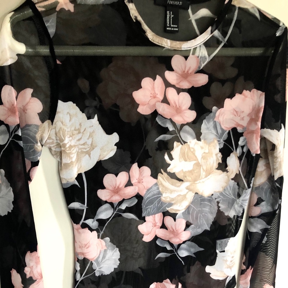 Forever 21 Floral Mesh Bodysuit